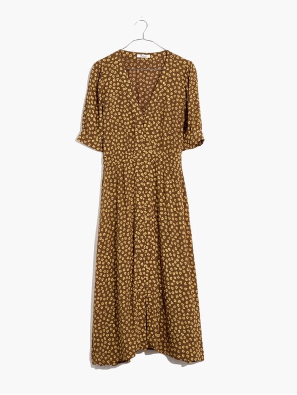 Madewell Brown Floral Maxi Dress with V-Neck